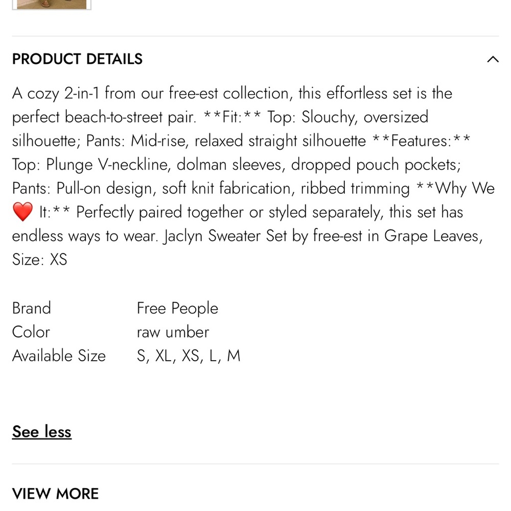 Free people Jaclyn sweater set - XL - Picture 10 of 10